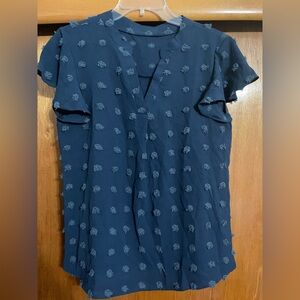 Navy Textured Women's Top